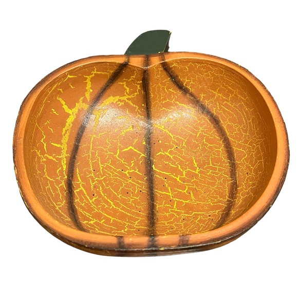 Wooden Pumpkin Bowl - Candy Dish - Picture 1 of 6